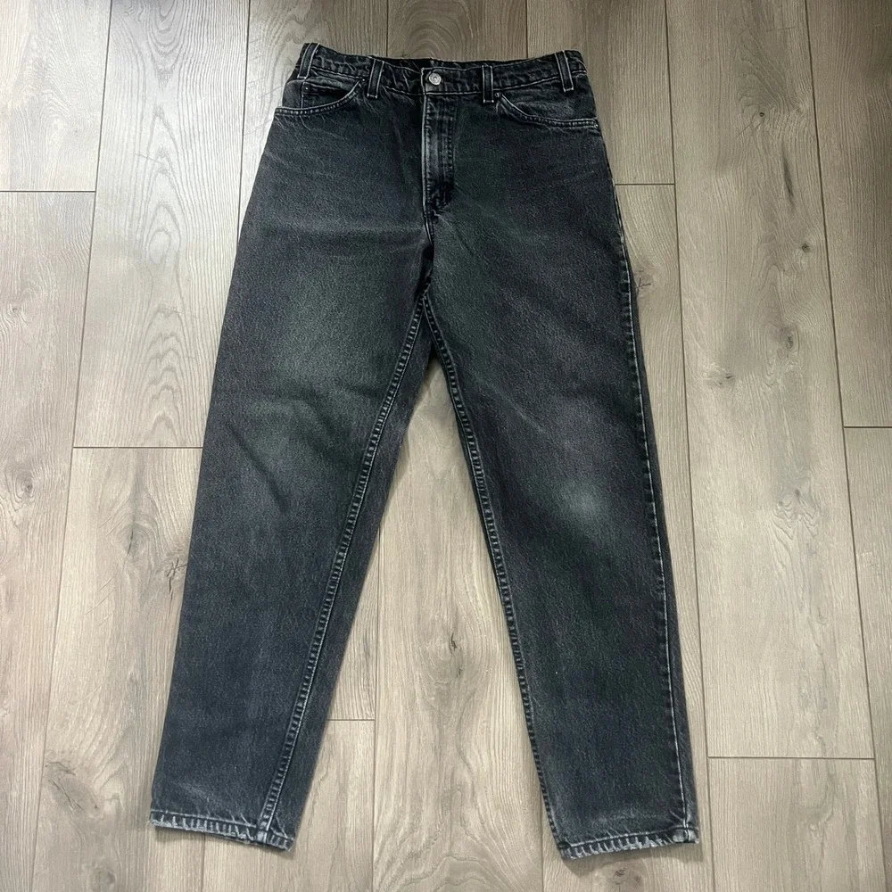 Vintage Orange Tab Levis Mens W 33 L 32 Black Straight Leg